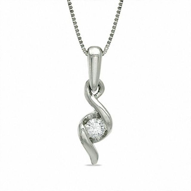 Previously Owned - Sirena™ 0.12 CT. Diamond Solitaire Pendant in 10K White Gold|Peoples Jewellers