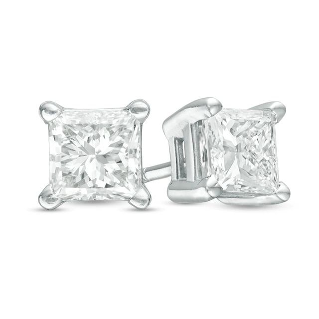 Previously Owned - 0.30 CT. T.W. Princess-Cut Diamond Solitaire Stud Earrings in 14K White Gold|Peoples Jewellers