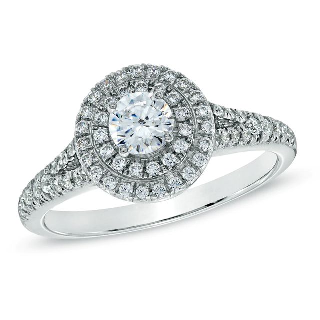 Previously Owned -  0.45 CT. T.W. Diamond Double Frame Ring in 14K White Gold|Peoples Jewellers