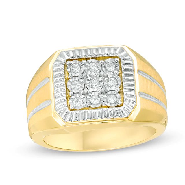 Previously Owned - Men's 0.20 CT. T.W. Diamond Square Composite Ring in 10K Gold|Peoples Jewellers