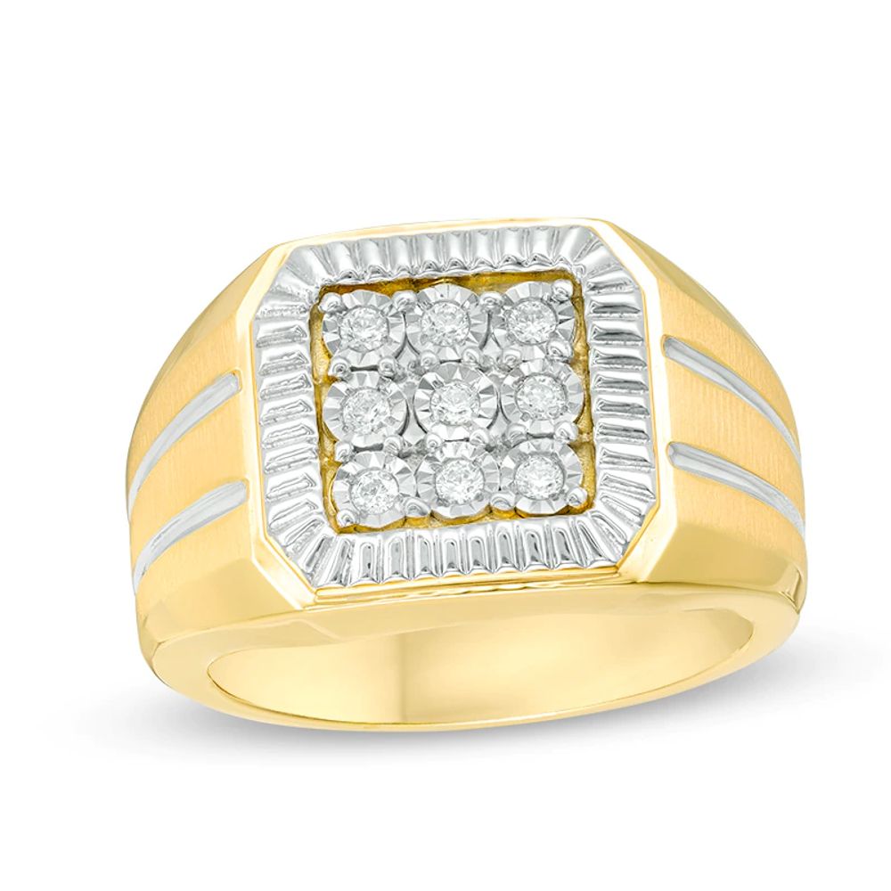 Previously Owned - Men's 0.20 CT. T.W. Diamond Square Composite Ring in 10K Gold|Peoples Jewellers