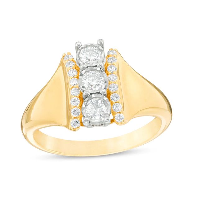 Previously Owned - 0.45 CT. T.W. Diamond Past Present FutureÂ® Linear Ring in 14K Gold