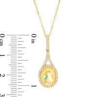 Previously Owned - Oval Multi-Colour Opal and 0.14 CT. T.W. Diamond Frame Drop Pendant in 10K Gold|Peoples Jewellers