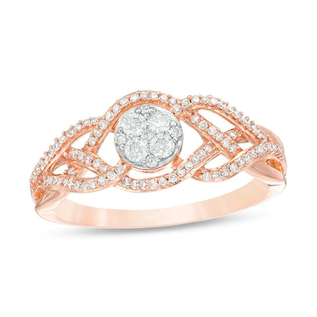 Previously Owned - 0.30 CT. T.W. Composite Diamond Swirl Bypass Ring in 10K Rose Gold