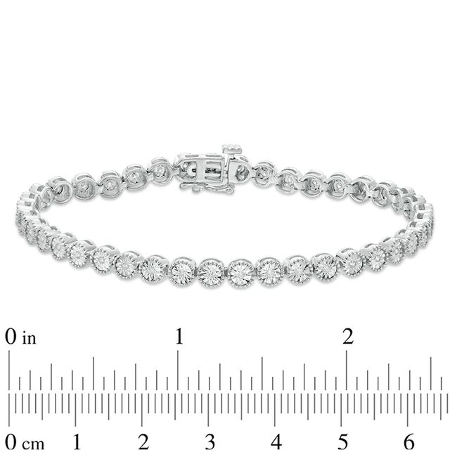 Previously Owned - 0.25 CT. T.W. Diamond Vintage-Style Tennis Bracelet in Sterling Silver