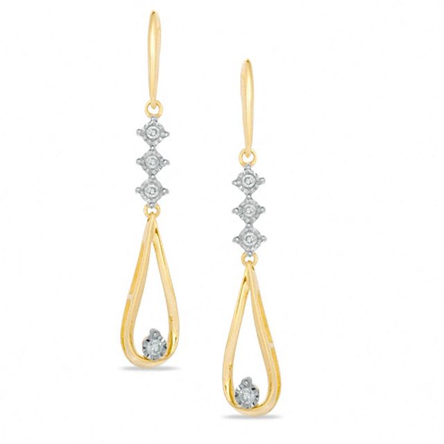 Previously Owned - 0.15 CT. T.W. Diamond Teardrop Dangle Earrings in 10K Gold