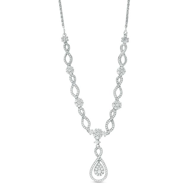 Previously Owned - 1.00 CT. T.W. Composite Diamond Teardrop Infinity Necklace in 10K White Gold - 17"|Peoples Jewellers