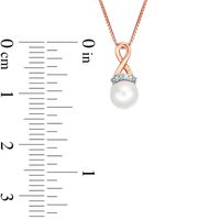 Previously Owned-6.0mm Freshwater Cultured Pearl and Diamond Accent Loop Pendant in 10K Rose Gold|Peoples Jewellers