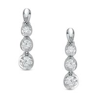 Previously Owned - 0.50 CT. T.W.  Diamond Three Stone Drop Earrings in 14K White Gold|Peoples Jewellers