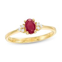 Previously Owned - Oval Ruby and Diamond Accent Tri-Sides Ring in 10K Gold|Peoples Jewellers
