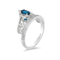 Previously Owned - Enchanted Disney Cinderella London Blue Topaz and 0.085 CT. T.W. Diamond Ring in Sterling Silver|Peoples Jewellers