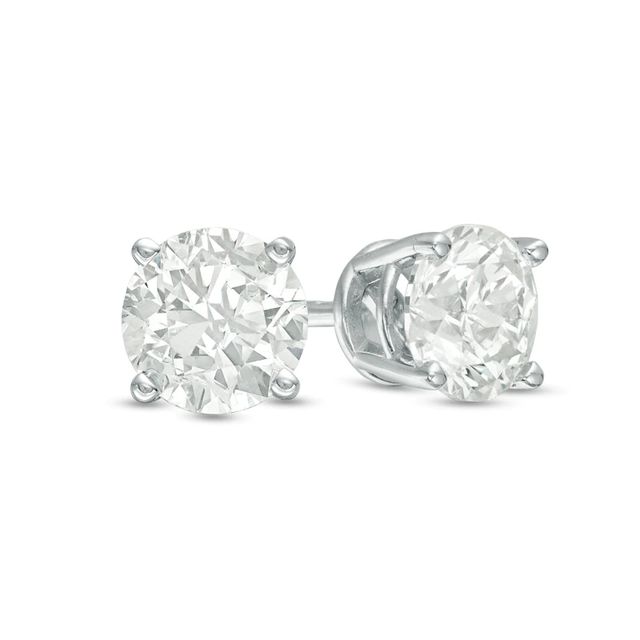 Previously Owned - 1.00 CT. T.W. Diamond Solitaire Stud Earrings in 14K White Gold (J/I2)|Peoples Jewellers