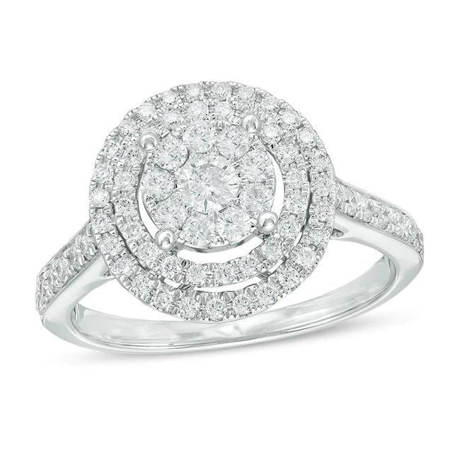 Previously Owned - 0.75 CT. T.W. Diamond Triple Frame Ring in 10K White Gold|Peoples Jewellers