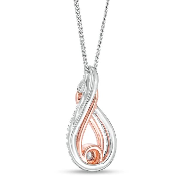 Previously Owned - Interwoven™ 0.16 CT. T.W. Diamond Pendant in Sterling Silver and 10K Rose Gold - 19"|Peoples Jewellers