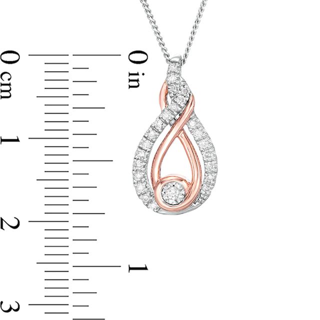 Previously Owned - Interwoven™ 0.16 CT. T.W. Diamond Pendant in Sterling Silver and 10K Rose Gold - 19"