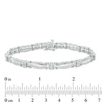 Previously Owned - 2.00 CT. T.W. Baguette and Round Diamond Link Bracelet in 10K White Gold - 7.5"|Peoples Jewellers