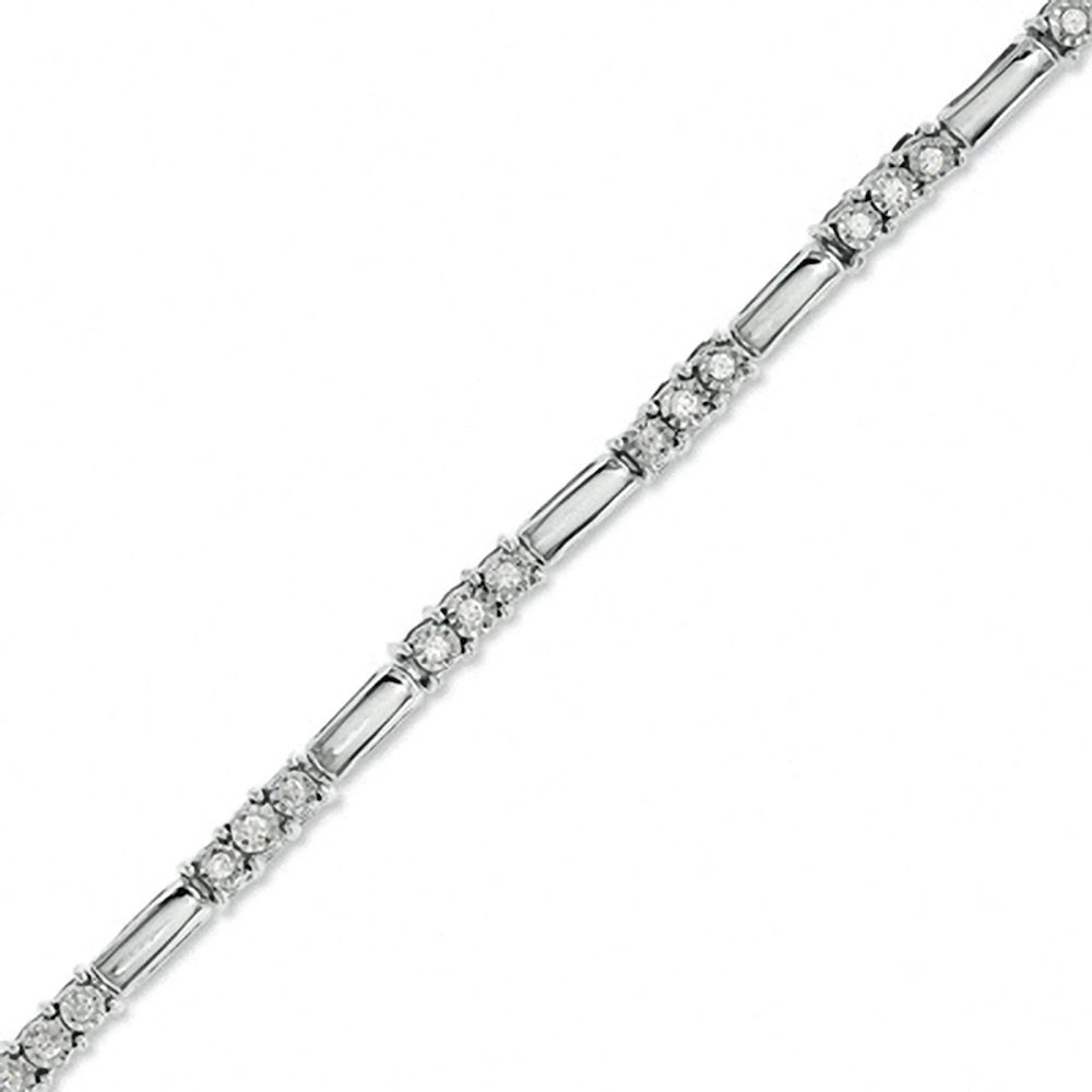 Previously Owned - 0.24 CT. T.W. Diamond Three Stone Station Bracelet in 10K White Gold|Peoples Jewellers