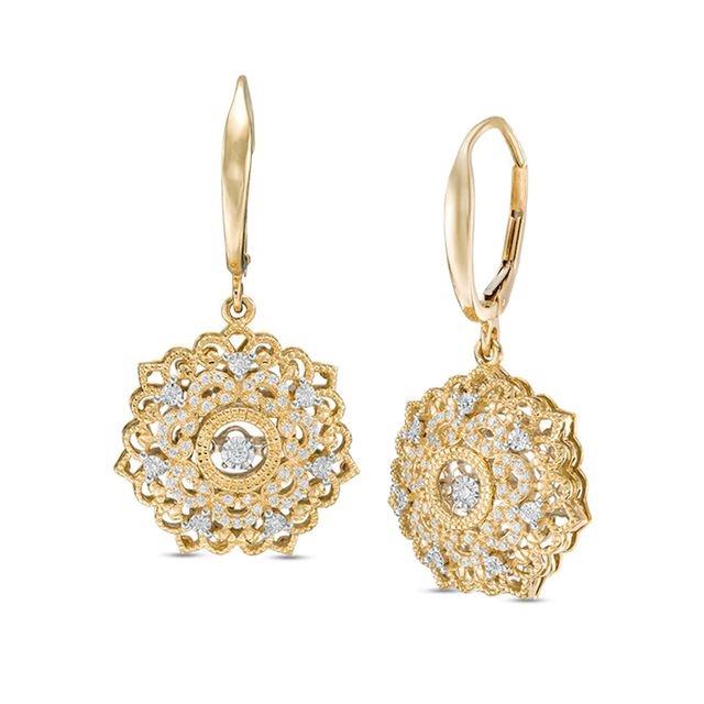Previously Owned - Unstoppable Love™  0.33 CT. T.W. Diamond Filigree Flower Drop Earrings in 10K Gold|Peoples Jewellers