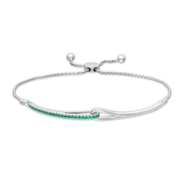 Previously Owned - Love + Be Loved Lab-Created Emerald Loop Bolo Bracelet in Sterling Silver - 9.5"