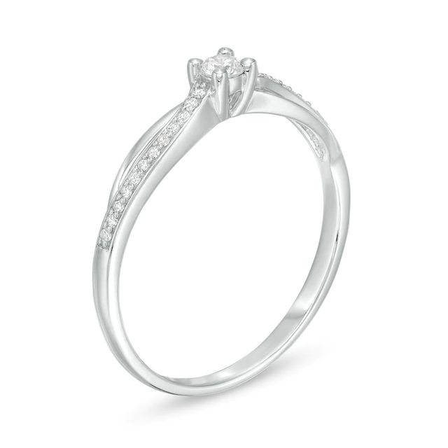 Previously Owned - 0.15 CT. T.W. Diamond Crossover Promise Ring in 10K White Gold|Peoples Jewellers