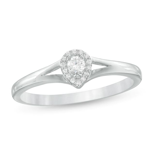 Previously Owned - 0.12 CT. T.W. Diamond Teardrop Frame Promise Ring in 10K White Gold|Peoples Jewellers