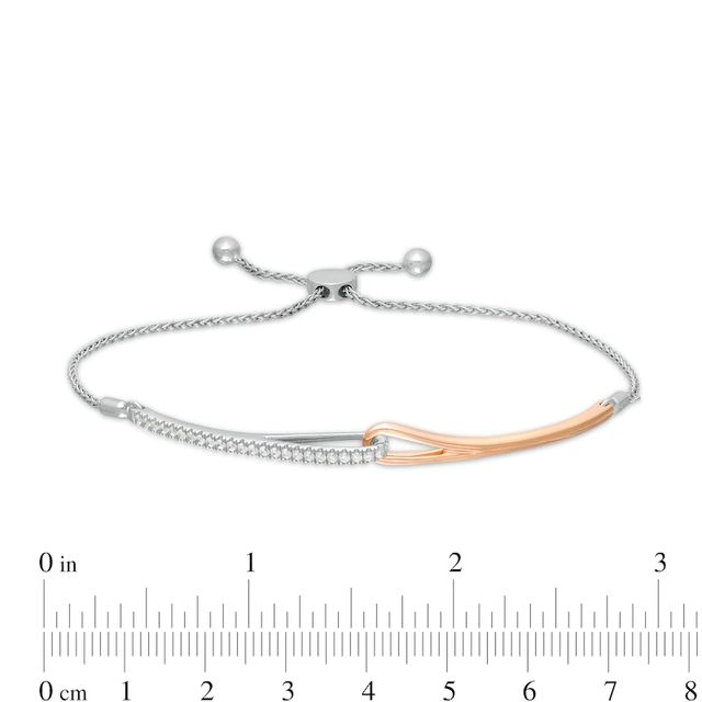 Previously Owned - Love + Be Loved 0.23 CT. T.W. Diamond Bolo Bracelet in Sterling Silver and 10K Rose Gold - 9.5"|Peoples Jewellers