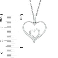 Previously Owned - 0.05 CT. T.W. Diamond Double Heart Pendant in Sterling Silver|Peoples Jewellers