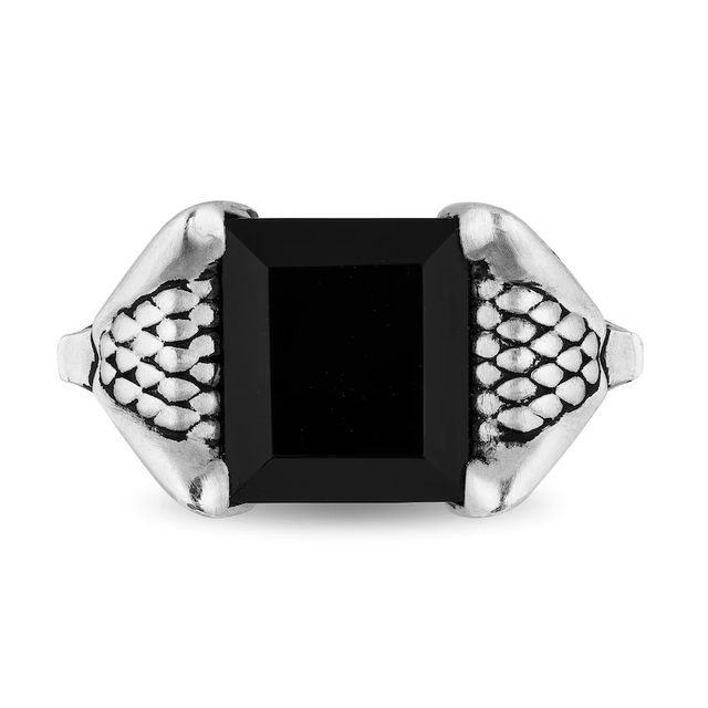 Previously Owned - Enchanted Disney Men's Emerald-Cut Onyx Cobra Shank Ring in Sterling Silver|Peoples Jewellers