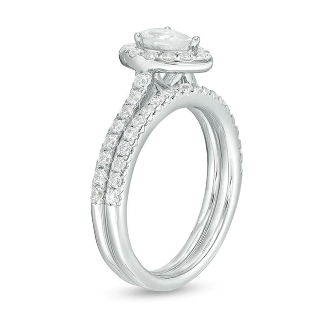 Previously Owned - 1.25 CT. T.W. Pear-Shaped Diamond Frame Bridal Set in 14K White Gold|Peoples Jewellers