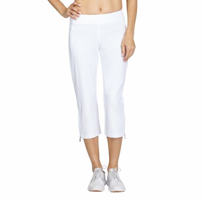 JM Women's Belted Tummy Control Pull-On Pants White Bright M