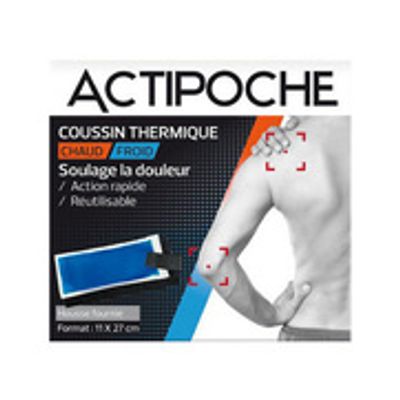 Actipoche Coussin Thermique Chaud / Froid Soulage la Douleur, 11 x 27 cm