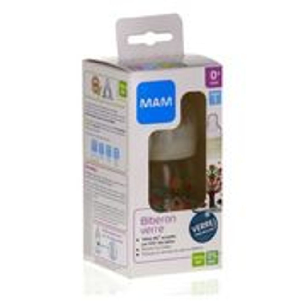 Prix de Mam biberon 1age verre decore blanc debit 1 170ml, avis, conseils