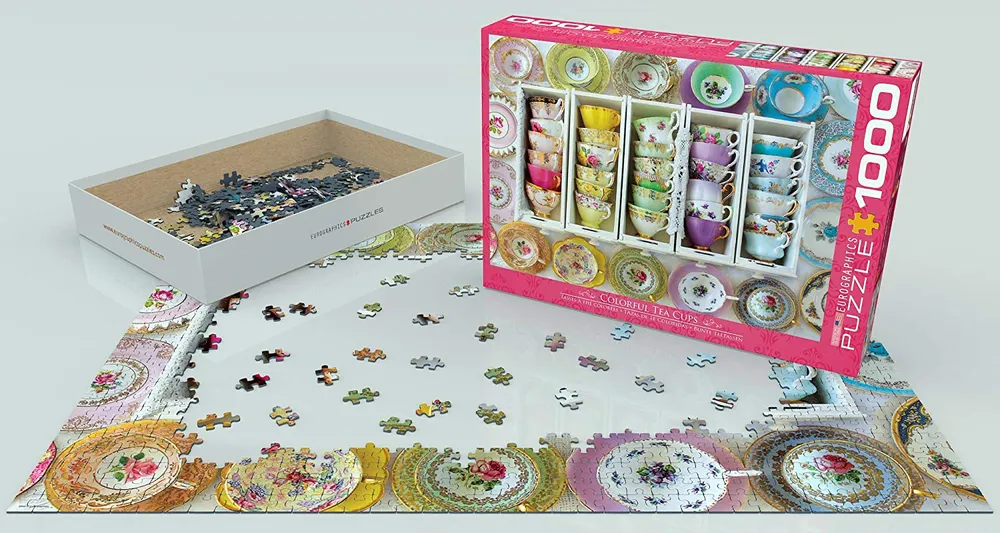 Vintage Art : Colorful Tea Cups - 1000pc Eurographics Puzzle