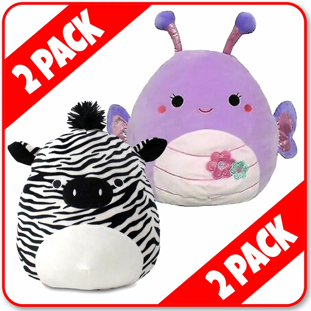 Squishmallows - 16"  **2 PACK** Freddie the Zebra & Brenda the SUMMERFUN Butterfly