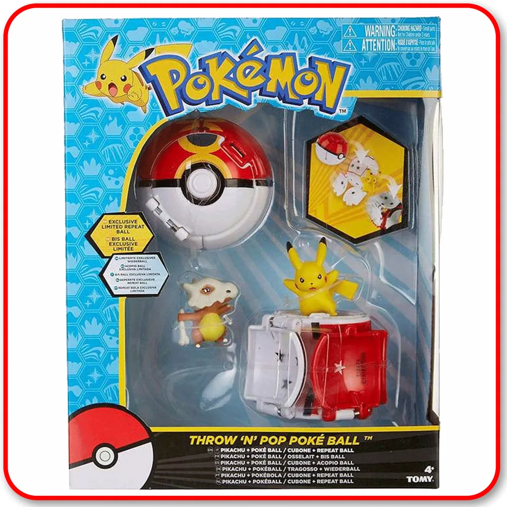 Tomy Pokemon Throw N Pop Duel Pikachu Pokeball Cubone Repeat Ball