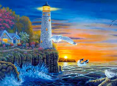 Paint By Numbers Large - Waterside Lighthouse