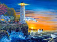 Paint By Numbers Large - Waterside Lighthouse