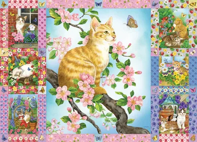 Blossoms and Kittens Quilt - Cobble Hill 1000pcs Puzzle