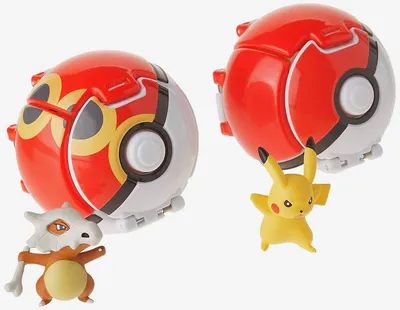 Pokemon Throw N Pop Duel Pikachu Pokeball Cubone Repeat Ball Figure Set