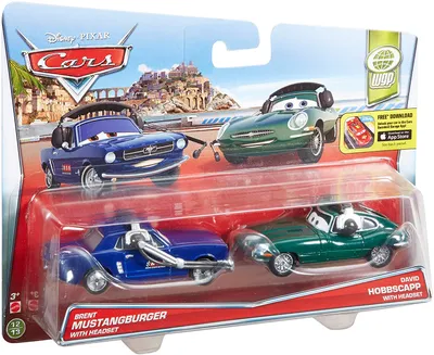 Disney Cars - Brent Mustangburger with Headset and David Hobscapp with Headset Vehicle 2-Pack