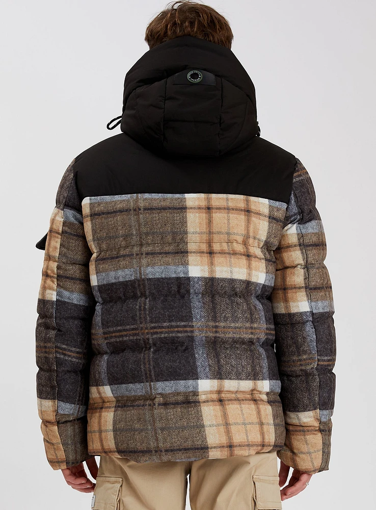 COURCHEVEL | Puffer Cashmere-Touch Printed Check