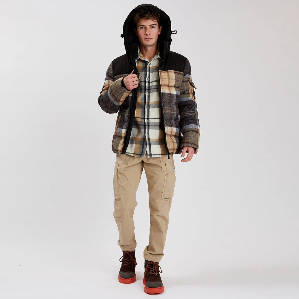 COURCHEVEL | Puffer Cashmere-Touch Printed Check