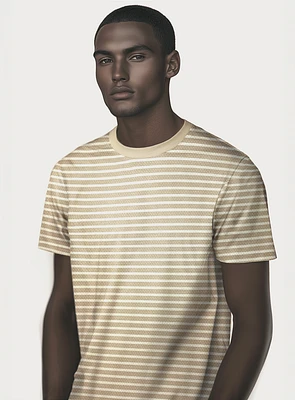 MICAL | Semi Fit Striped Crewneck T-Shirt