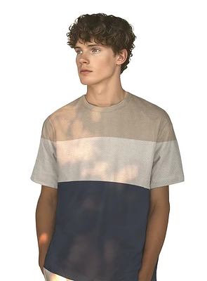 ANDON | Color Block Jacquard Crewneck T-Shirt