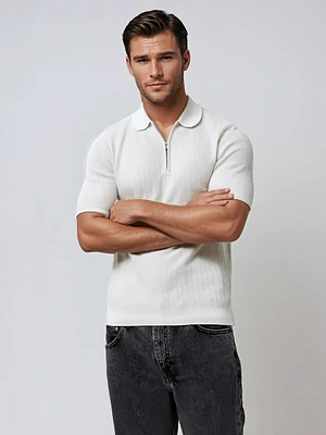 NILO | Textured Cotton Blend Knit Polo