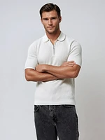 NILO | Textured Cotton Blend Knit Polo