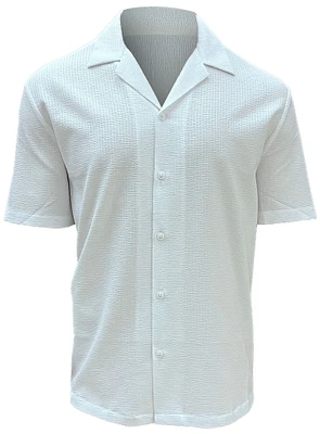 DARIO | Textured Cubana Collar Garment Wash Semi Fit Shirt