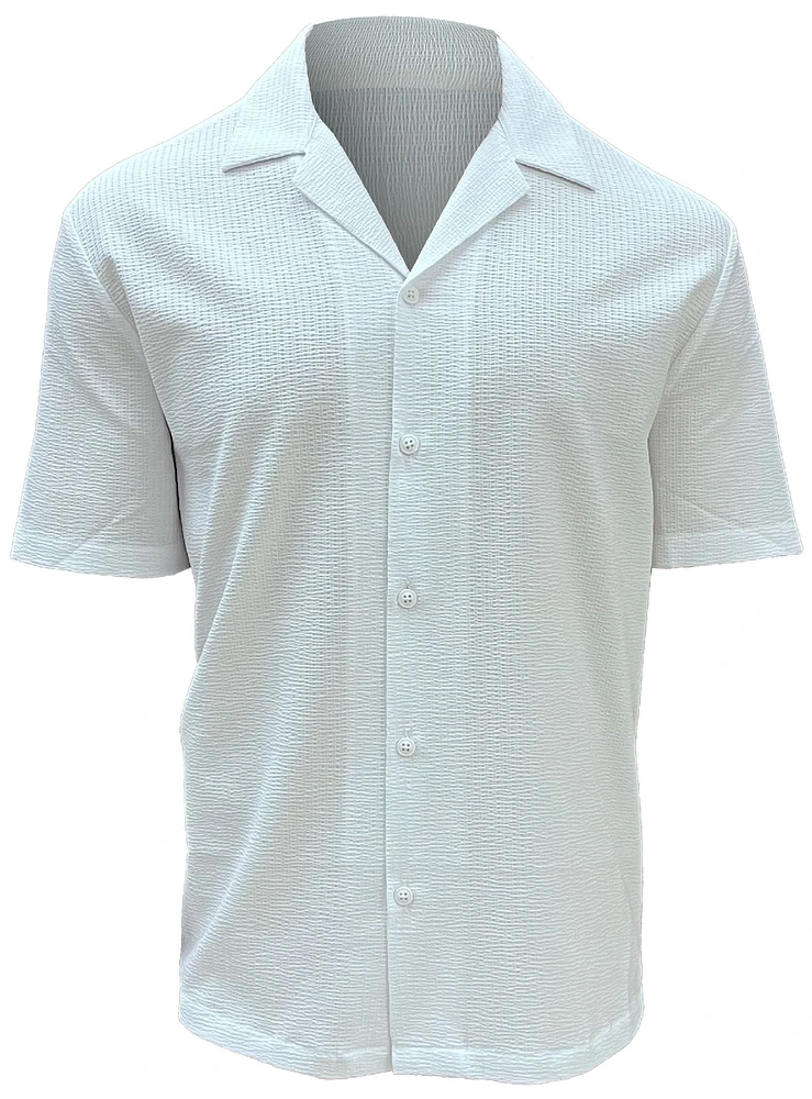 DARIO | Textured Cubana Collar Garment Wash Semi Fit Shirt