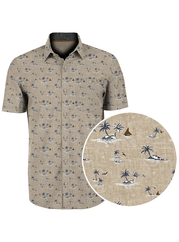 JACK | Palms And Sail Print Linen Shirt