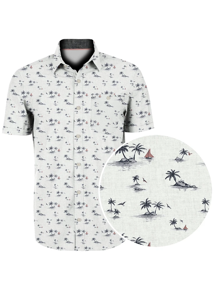 JACK | Palms And Sail Print Linen Shirt